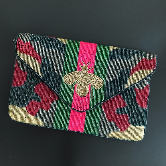 MischkaPu Bags Last Camo Queen Bee Beaded Handbag Poshmark
